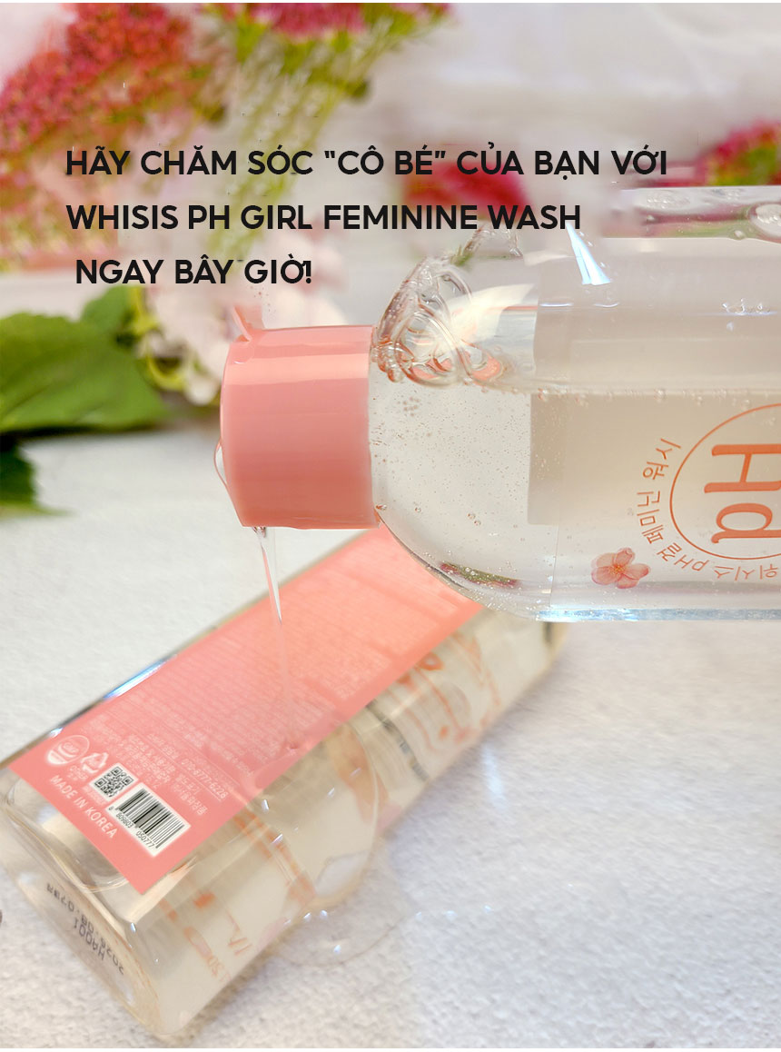 Dung Dịch Vệ Sinh Phụ Nữ X2 Nghệ Nano Whisis pH Girl Feminine Wash 200ml Làm Sạch, Khử Mùi, Dưỡng Ẩm, Giảm Viêm An Toàn