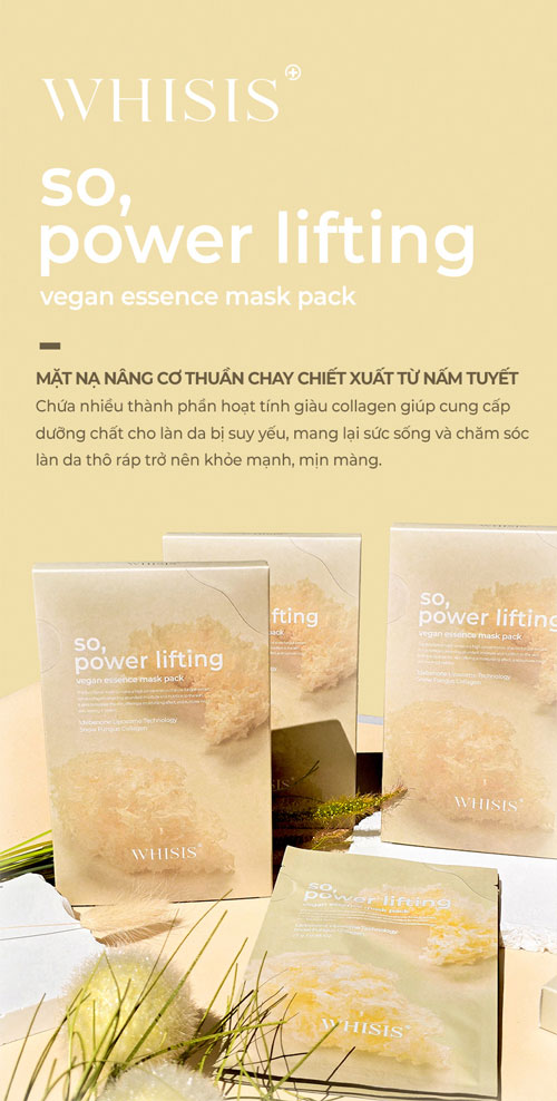 WHISIS Power Lifting Vegan Essence Mask Pack - Mặt Nạ Giấy Dưỡng Da Thuần Chay Cao Cấp 28ml