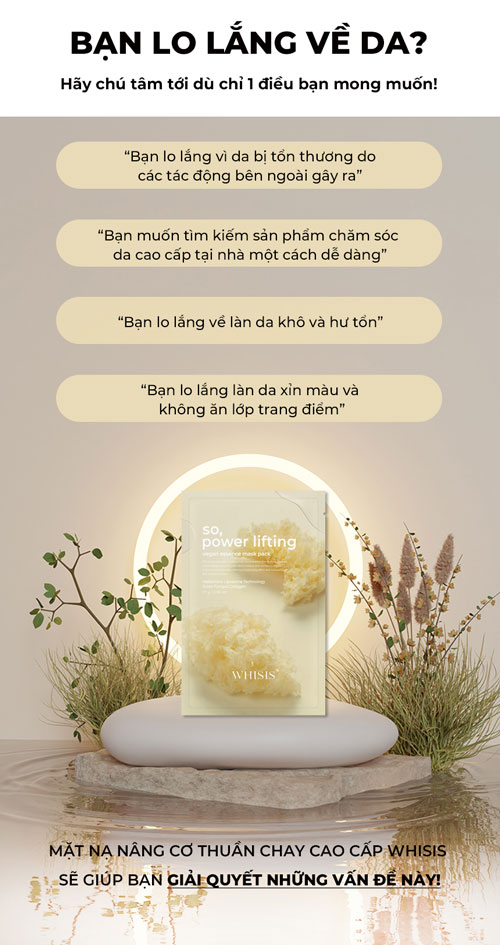 WHISIS Power Lifting Vegan Essence Mask Pack - Mặt Nạ Giấy Dưỡng Da Thuần Chay Cao Cấp 28ml