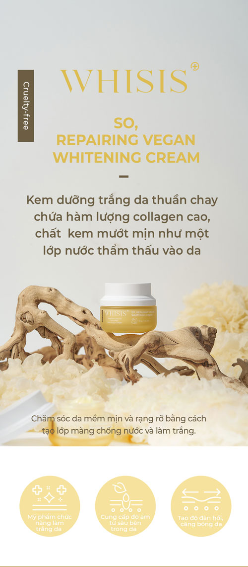 WHISIS So Repairing Vegan Whitening Cream 50g - Kem Dưỡng Chăm Sóc Da Làm Đẹp Da Thuần Chay