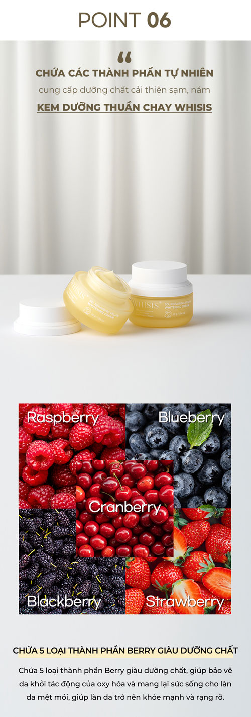 WHISIS So Repairing Vegan Whitening Cream 50g - Kem Dưỡng Chăm Sóc Da Làm Đẹp Da Thuần Chay