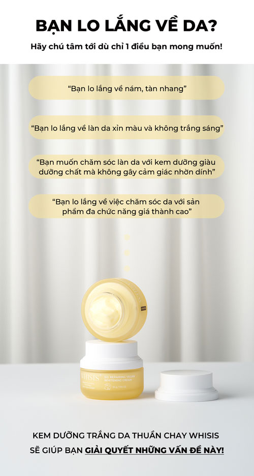 WHISIS So Repairing Vegan Whitening Cream 50g - Kem Dưỡng Chăm Sóc Da Làm Đẹp Da Thuần Chay