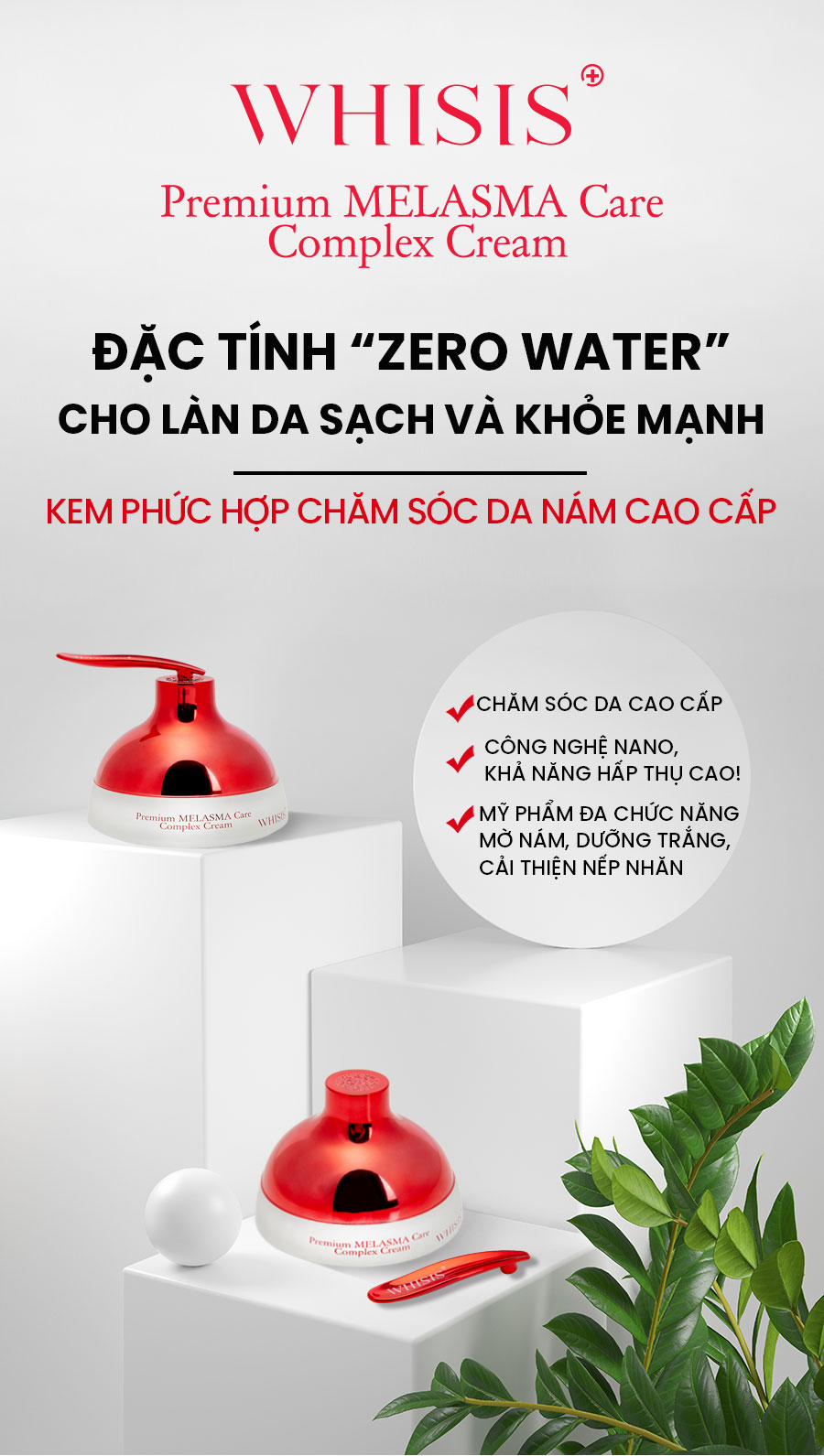 Kem Dưỡng Ẩm Trắng Da WHISIS Premium MELASMA Care Complex Cream Mờ Nám, Tàn Nhang 50g