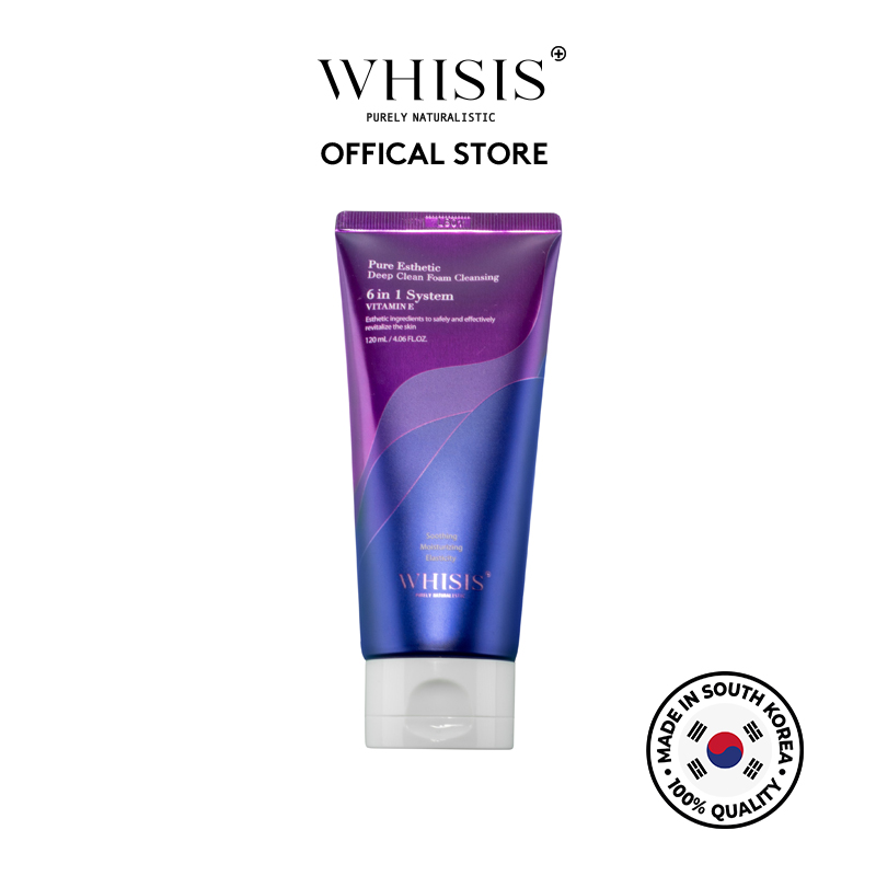 srm-e Sữa Rửa Mặt Trắng Da Vitamin E WHISIS Pure Esthetic Deep Clean Foam Cleansing 120ml