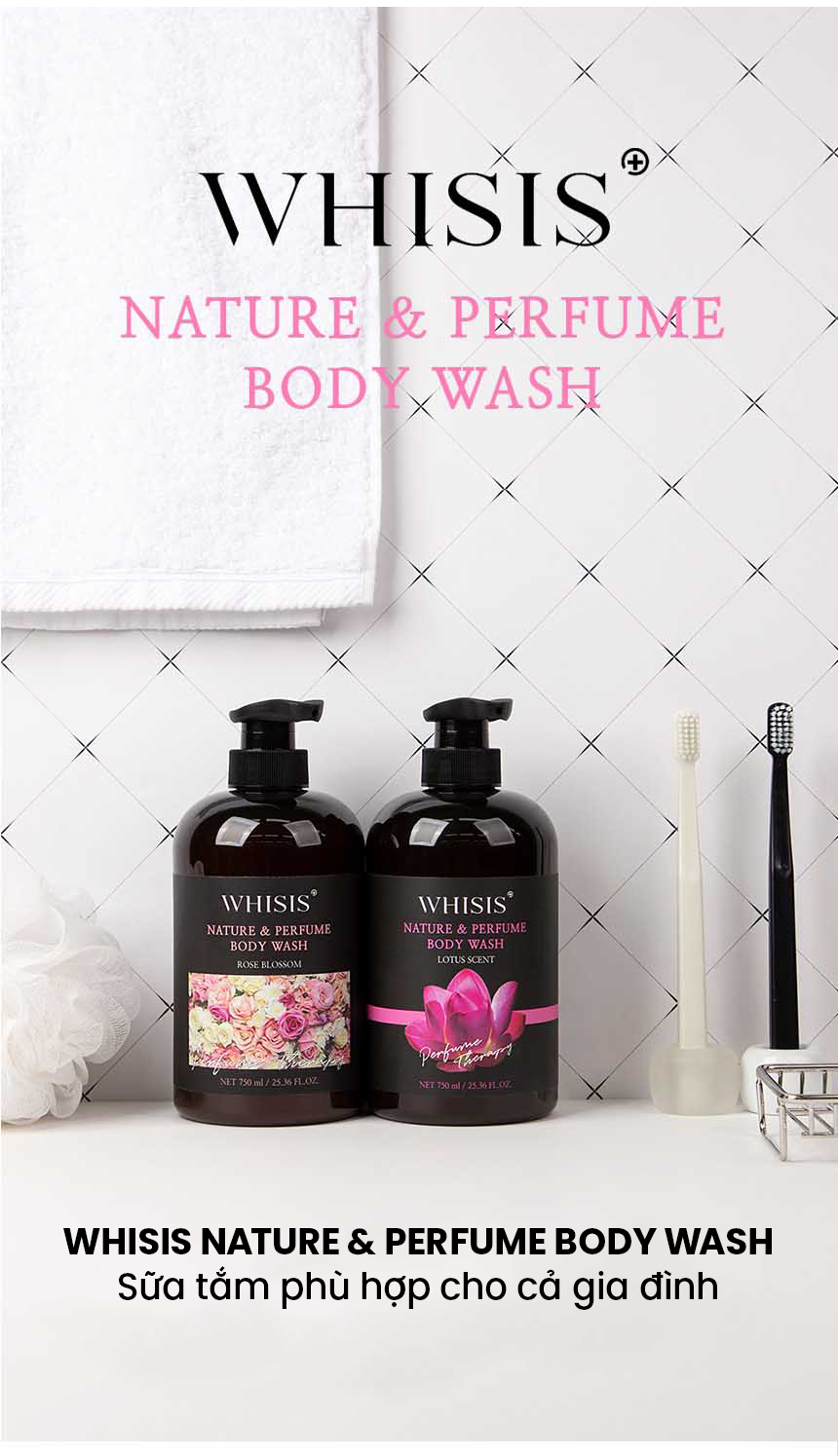 Sữa tắm hoa hồng WHISIS Nature & Parfum Body Wash Rose Blossom 750ml