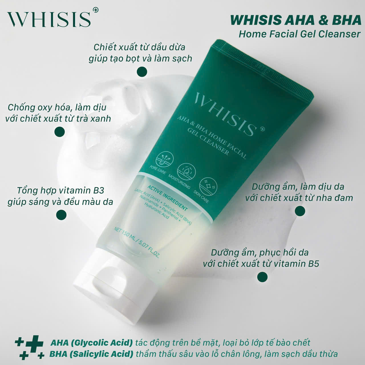 z6800108418470_6940faa334f0775f70a56a59a88e5905 Gel Rửa Mặt AHA & BHA Sạch Dầu Thừa & Ngừa Mụn Ẩn Whisis AHA & BHA Home Facial Gel Cleanser 150ml