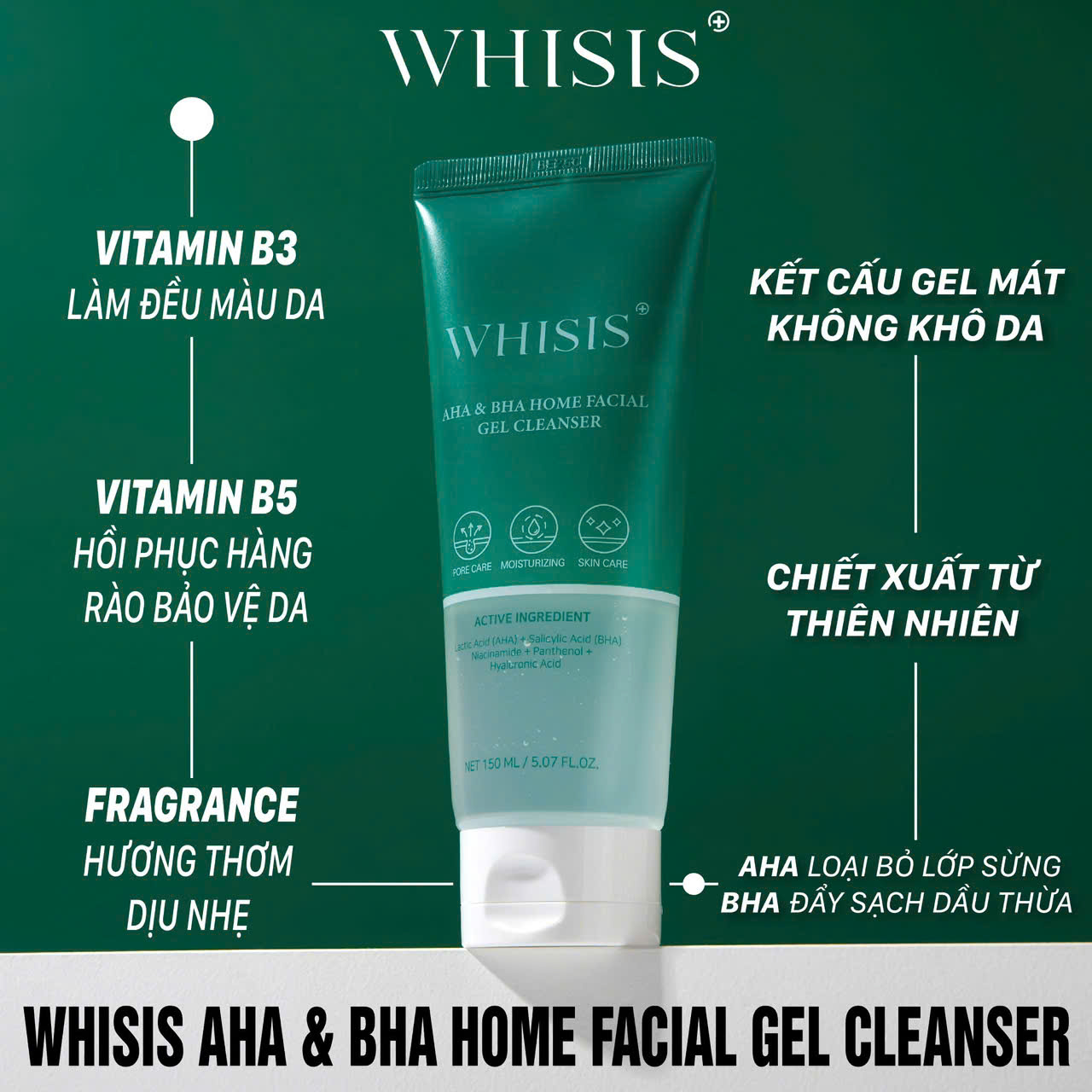 z6812827094604_75913d4402f6b7e34b26fb1f803ba608 Gel Rửa Mặt AHA & BHA Sạch Dầu Thừa & Ngừa Mụn Ẩn Whisis AHA & BHA Home Facial Gel Cleanser 150ml