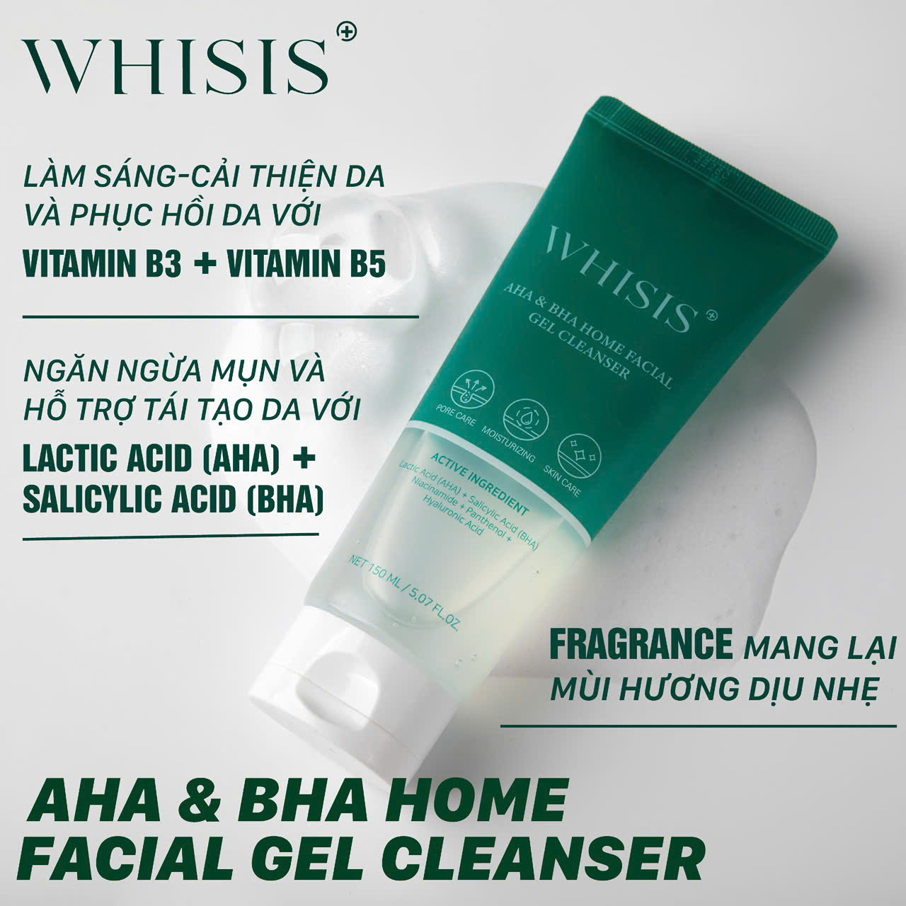 z6868841971849_cd985e87a6539ece49c69dfc9861964f Gel Rửa Mặt AHA & BHA Sạch Dầu Thừa & Ngừa Mụn Ẩn Whisis AHA & BHA Home Facial Gel Cleanser 150ml