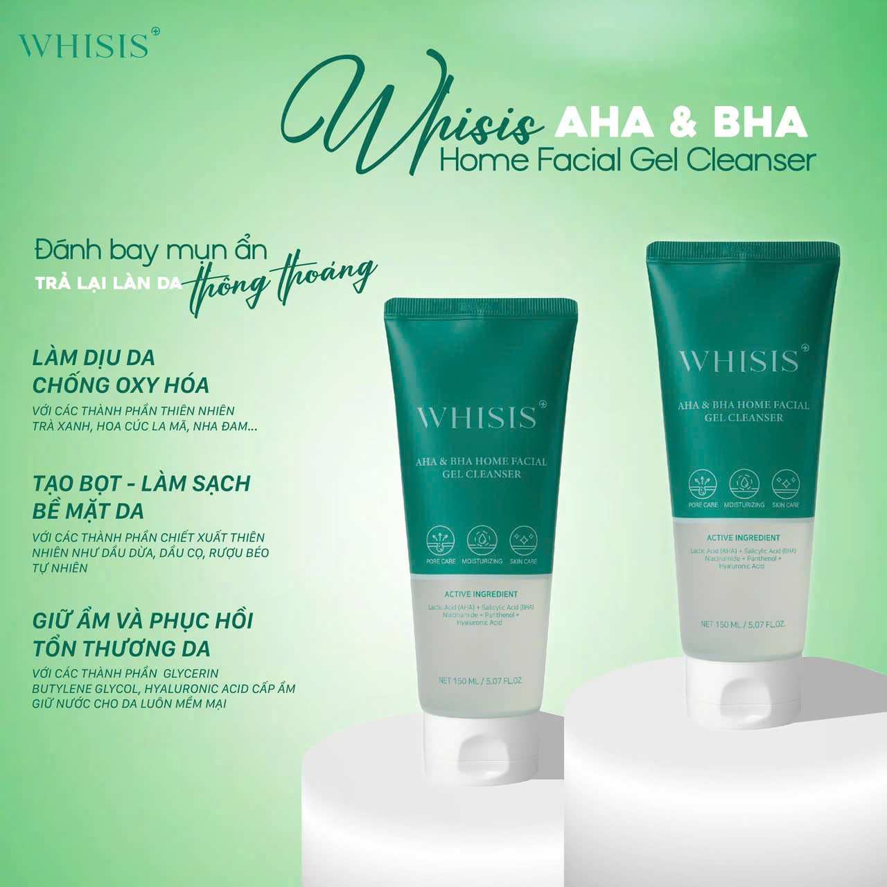 z6986163706741_00705a206480a146dcdf57681828da39 Gel Rửa Mặt AHA & BHA Sạch Dầu Thừa & Ngừa Mụn Ẩn Whisis AHA & BHA Home Facial Gel Cleanser 150ml