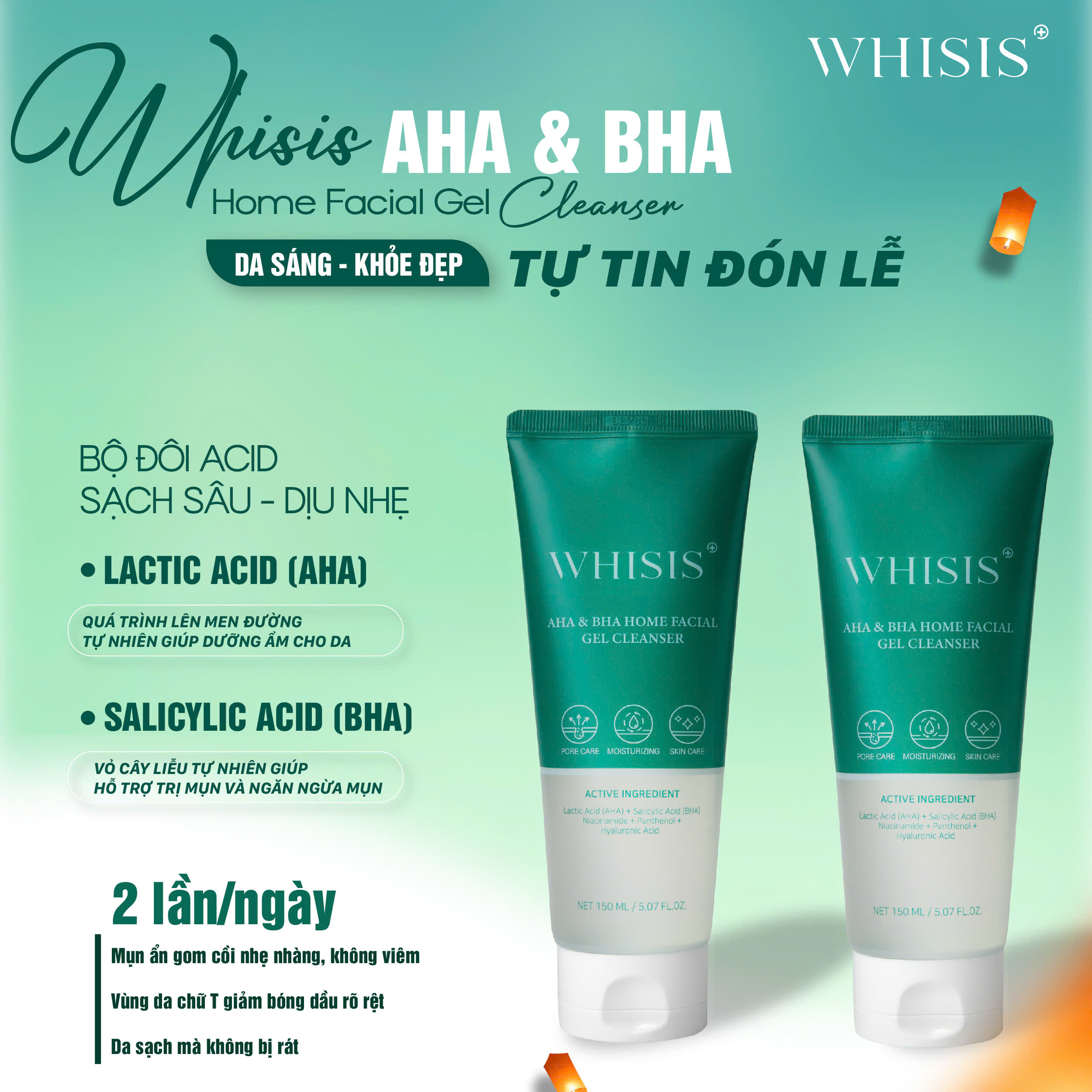 z7037715747589_1a3081cfe81fd9ccfe8a5178a0ef1dff Gel Rửa Mặt AHA & BHA Sạch Dầu Thừa & Ngừa Mụn Ẩn Whisis AHA & BHA Home Facial Gel Cleanser 150ml