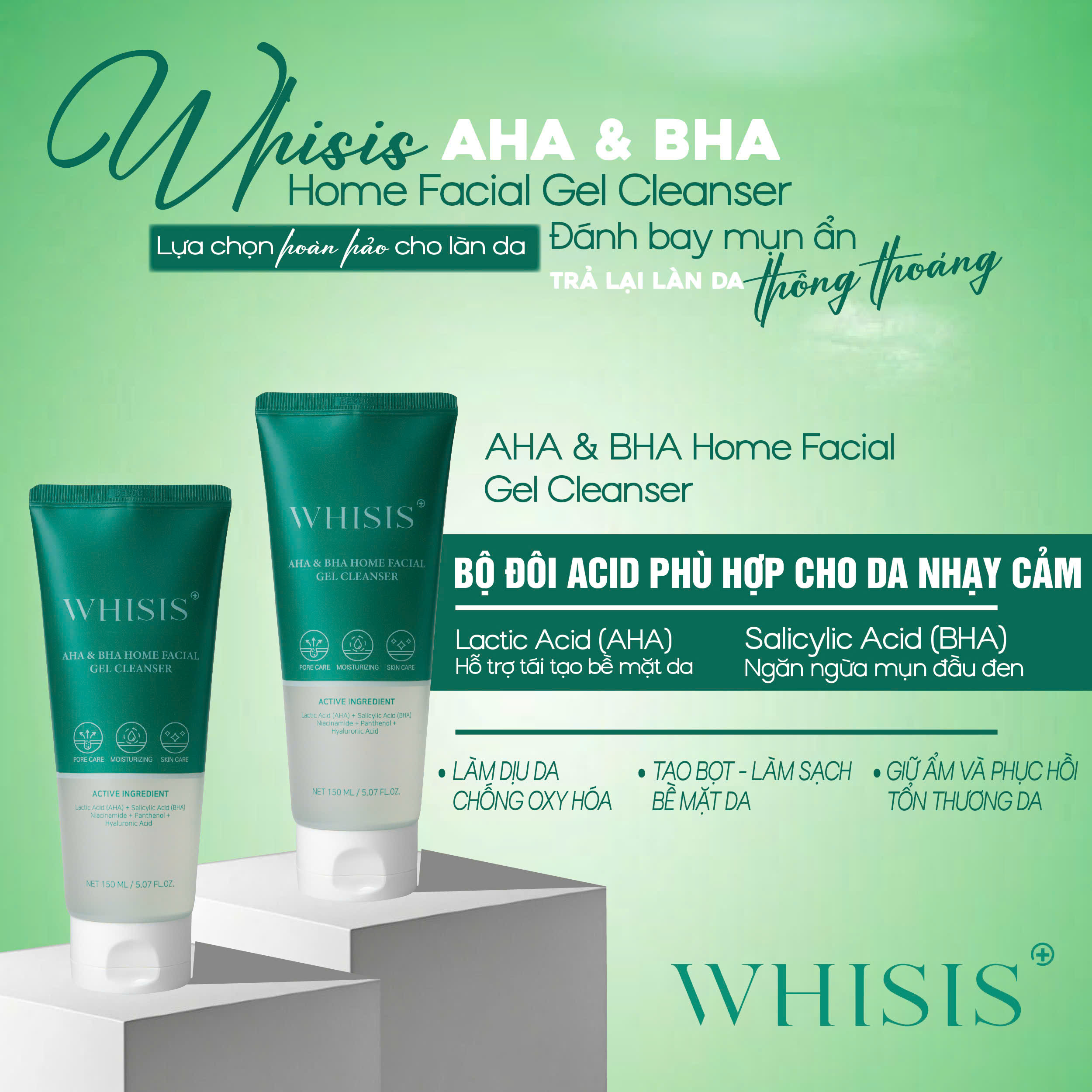 z7048059717183_8e62b462b00197f0eaca992c681b2c65 Gel Rửa Mặt AHA & BHA Sạch Dầu Thừa & Ngừa Mụn Ẩn Whisis AHA & BHA Home Facial Gel Cleanser 150ml