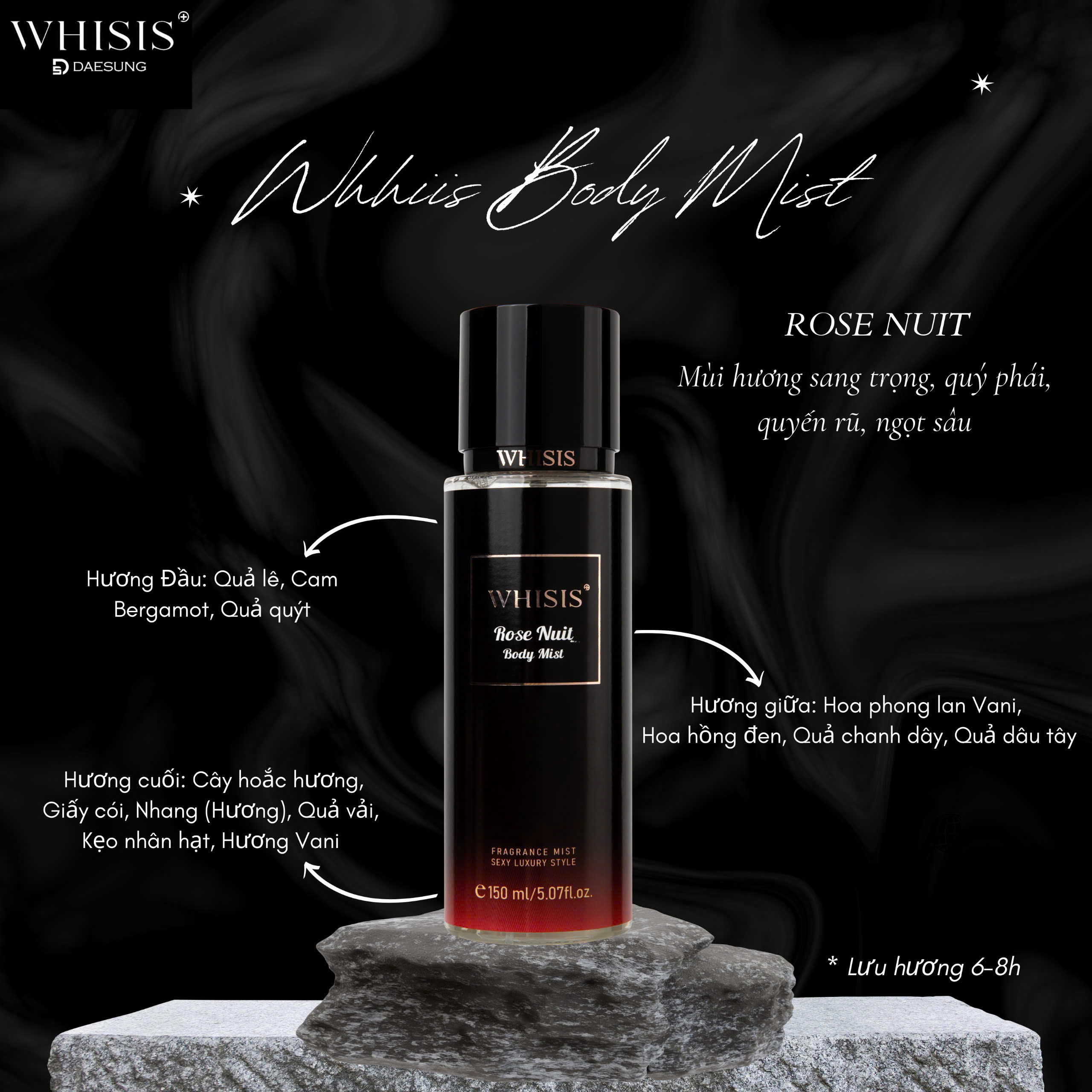 z7110769290538_e47b18a621b03e461fc0b7a6a482772a Body Mist Xịt Thơm Cơ Thể Whisis Rose Nuit Body Mist 150ml - Hương thơm tinh tế và quyến rũ