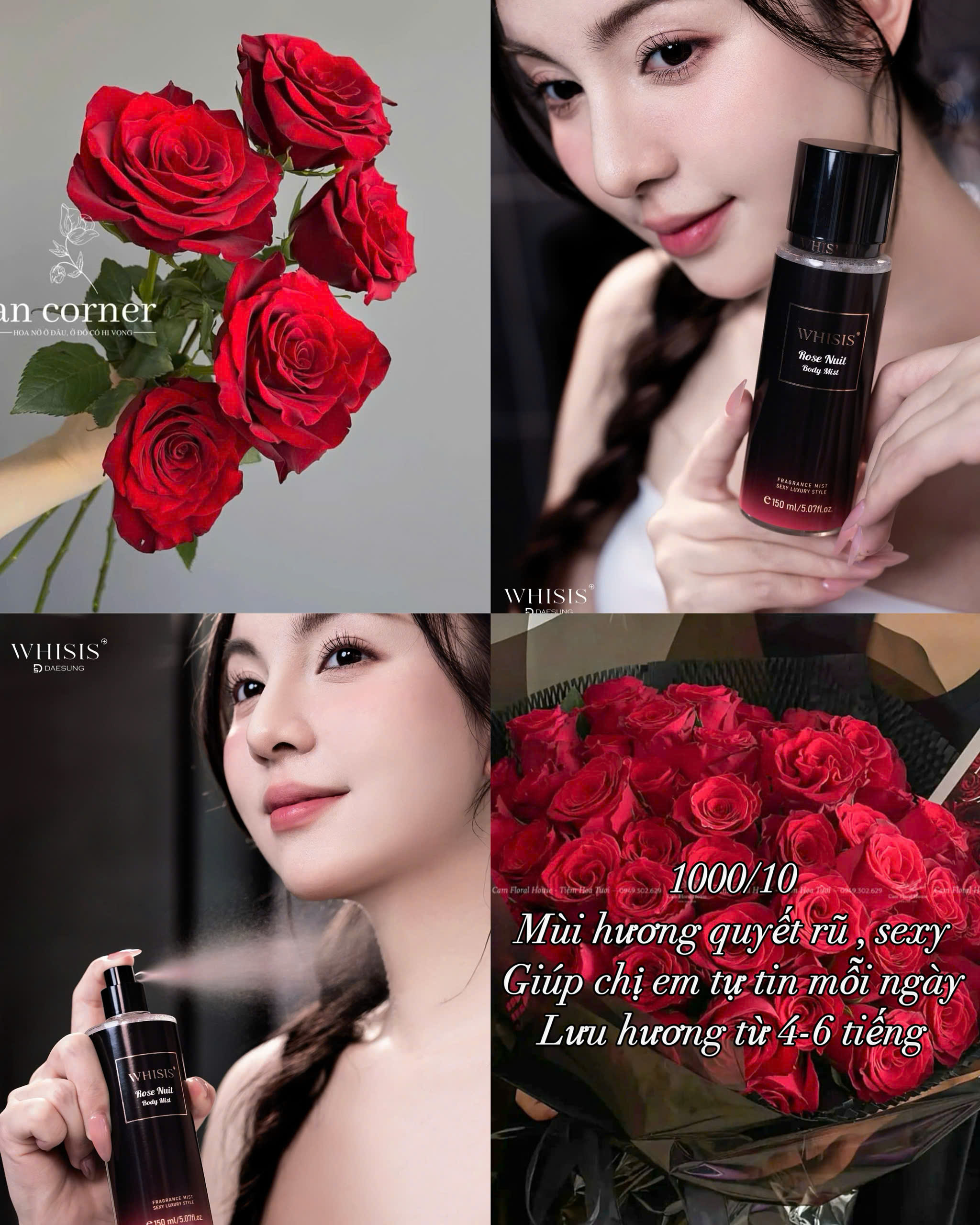 z7116829393201_d29be8925780fb8056b6ae6d62f2b130 Body Mist Xịt Thơm Cơ Thể Whisis Rose Nuit Body Mist 150ml - Hương thơm tinh tế và quyến rũ