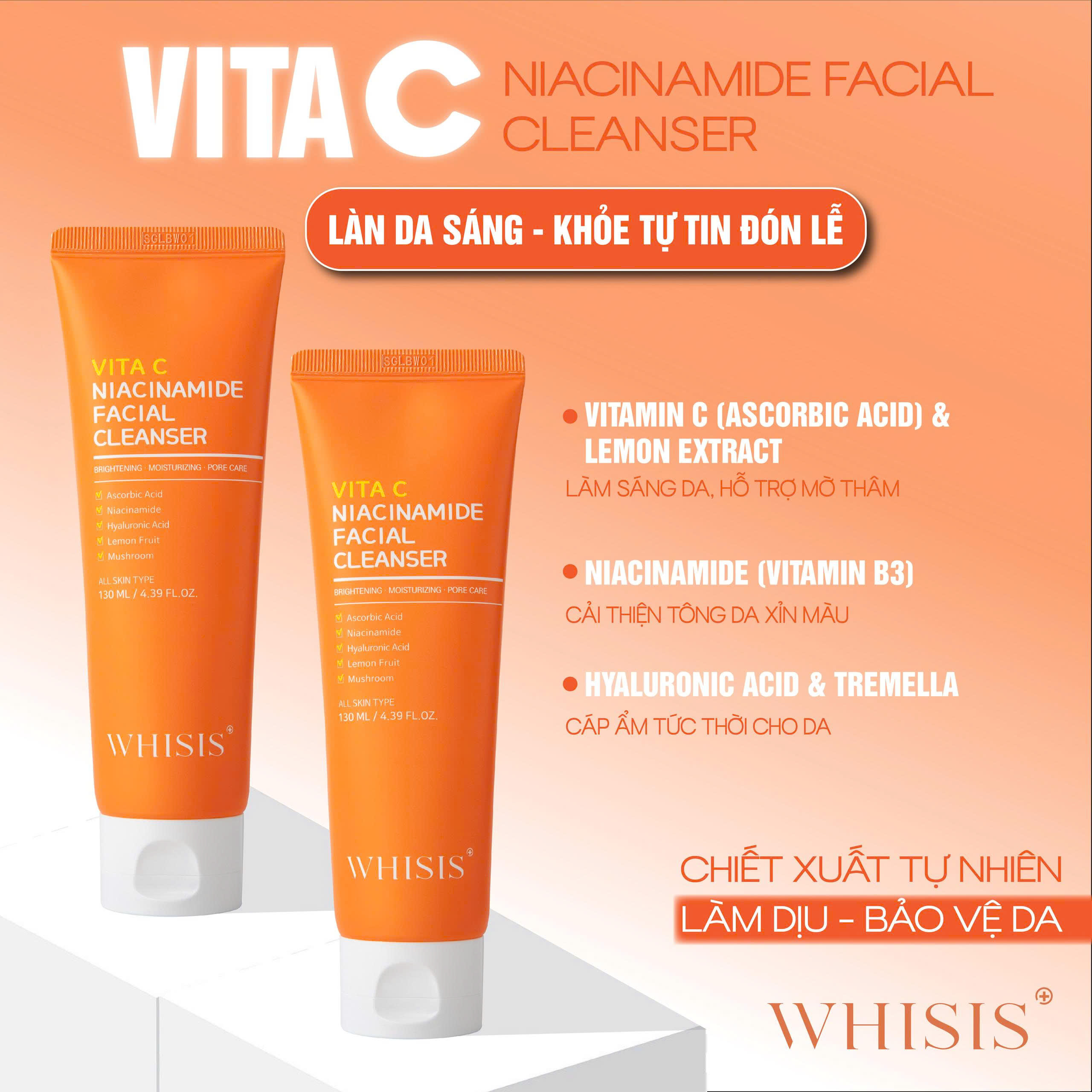 z7119140159242_ee4135d930c999295dde311a86478a2b Sữa Rửa Mặt Vitamin C Niacinamide WHISIS Facial Cleanser 130ml - Làm Sạch Nhẹ Nhàng, Dưỡng Da Sáng Mịn