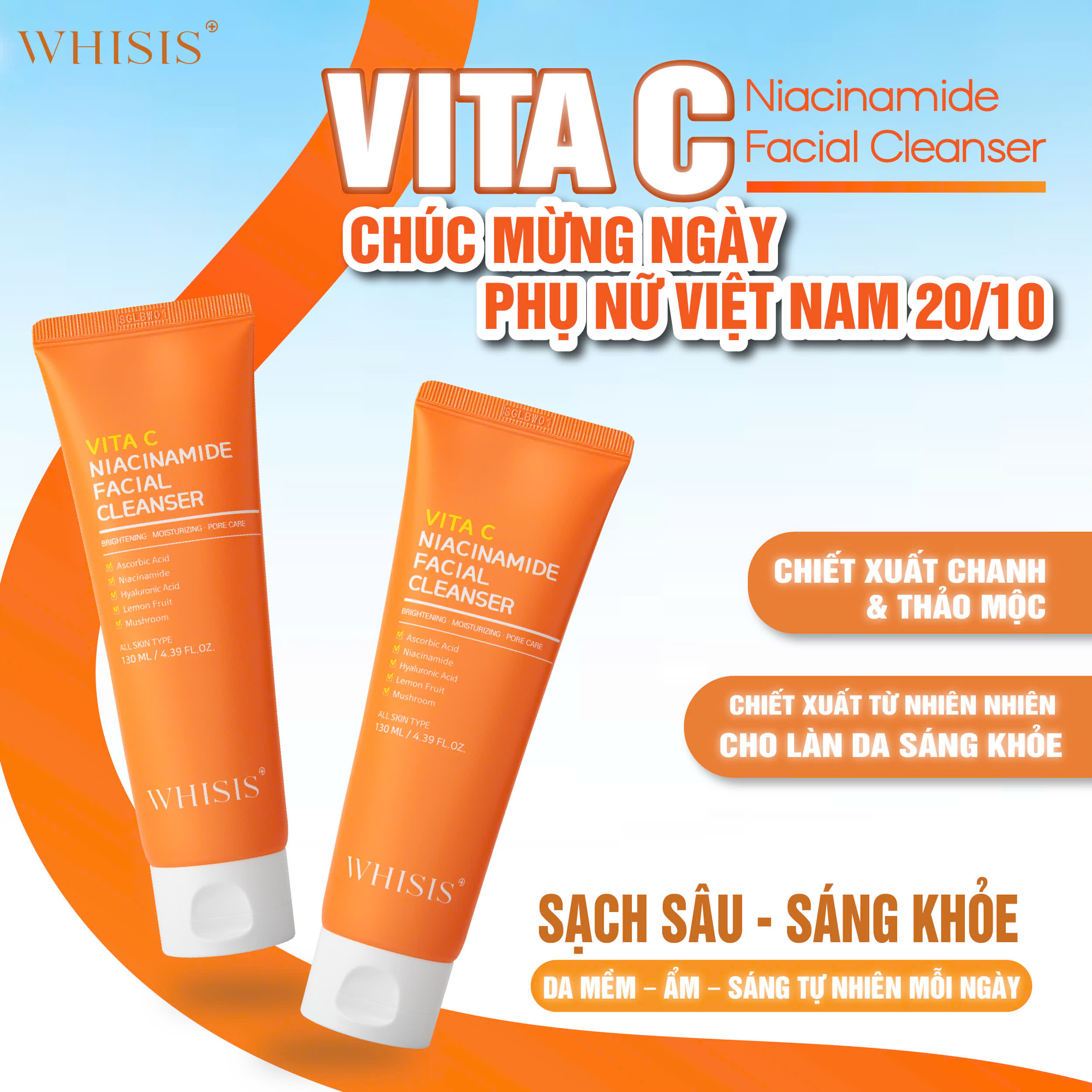 z7134983929858_016e8867d0ad6041d0d0270e45a0cf79 Sữa Rửa Mặt Vitamin C Niacinamide WHISIS Facial Cleanser 130ml - Làm Sạch Nhẹ Nhàng, Dưỡng Da Sáng Mịn