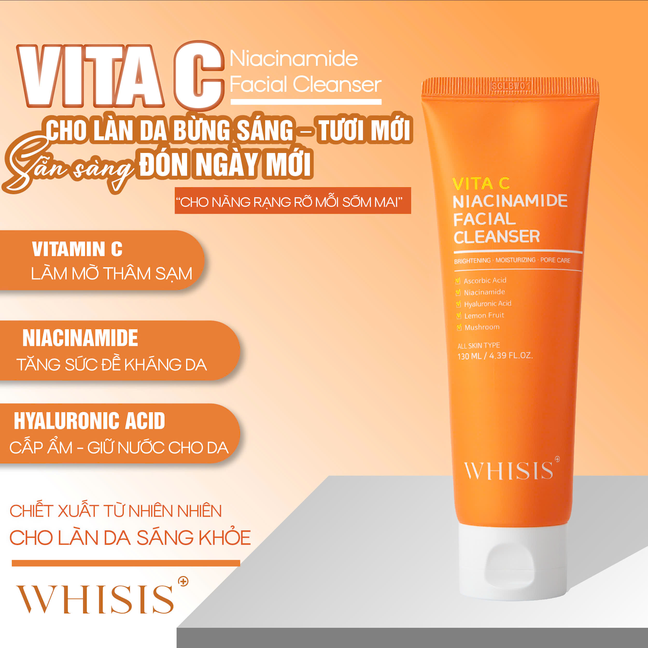z7139671287024_054970a01daa03578cc41797d03a398a Sữa Rửa Mặt Vitamin C Niacinamide WHISIS Facial Cleanser 130ml - Làm Sạch Nhẹ Nhàng, Dưỡng Da Sáng Mịn