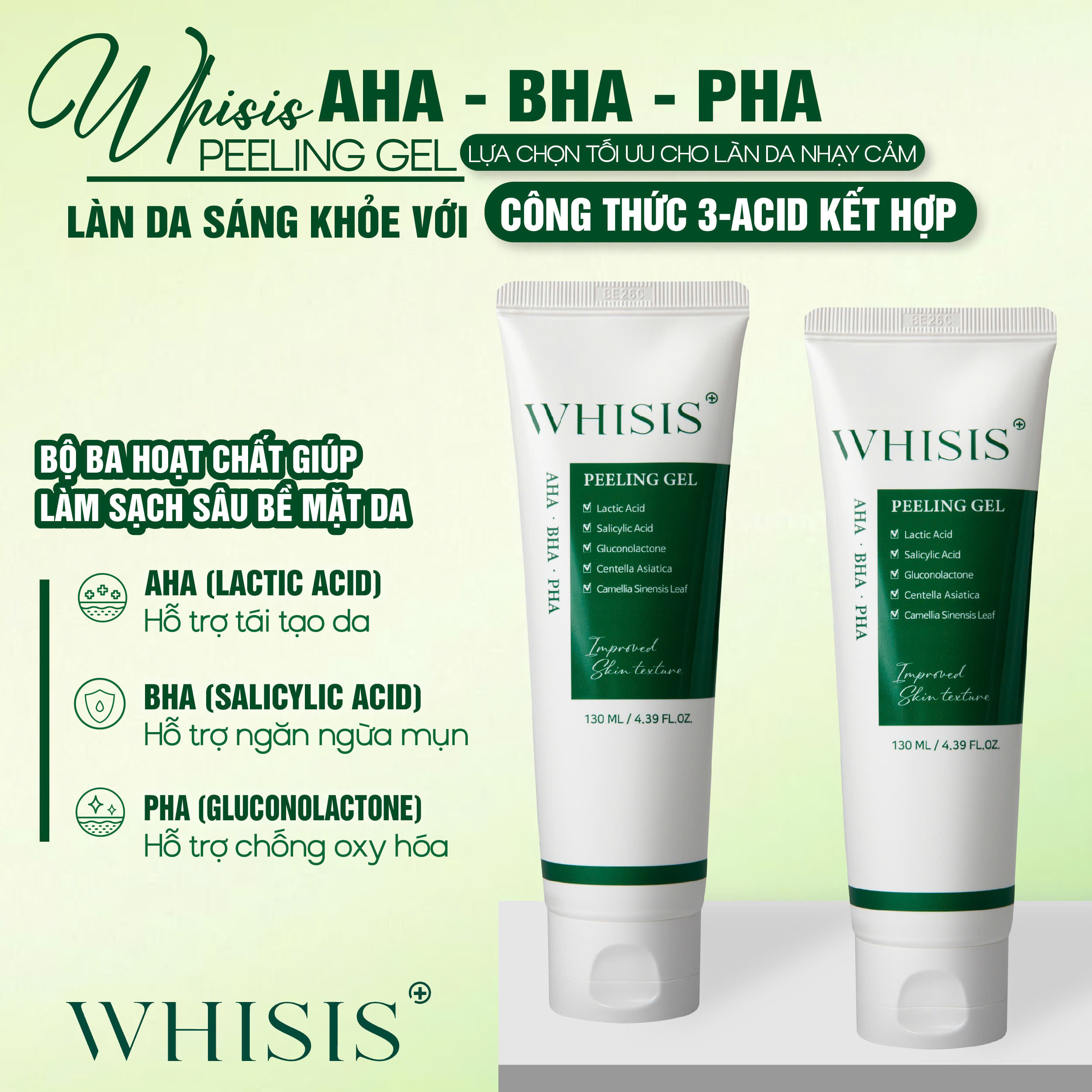z7149380689665_5f7bf925b35d13343d004d8be10e04bd Gel Tẩy Da Chết Ngừa Mụn, Se Khít Lỗ Chân Lông WHISIS AHA-BHA-PHA Peeling Gel 130ml