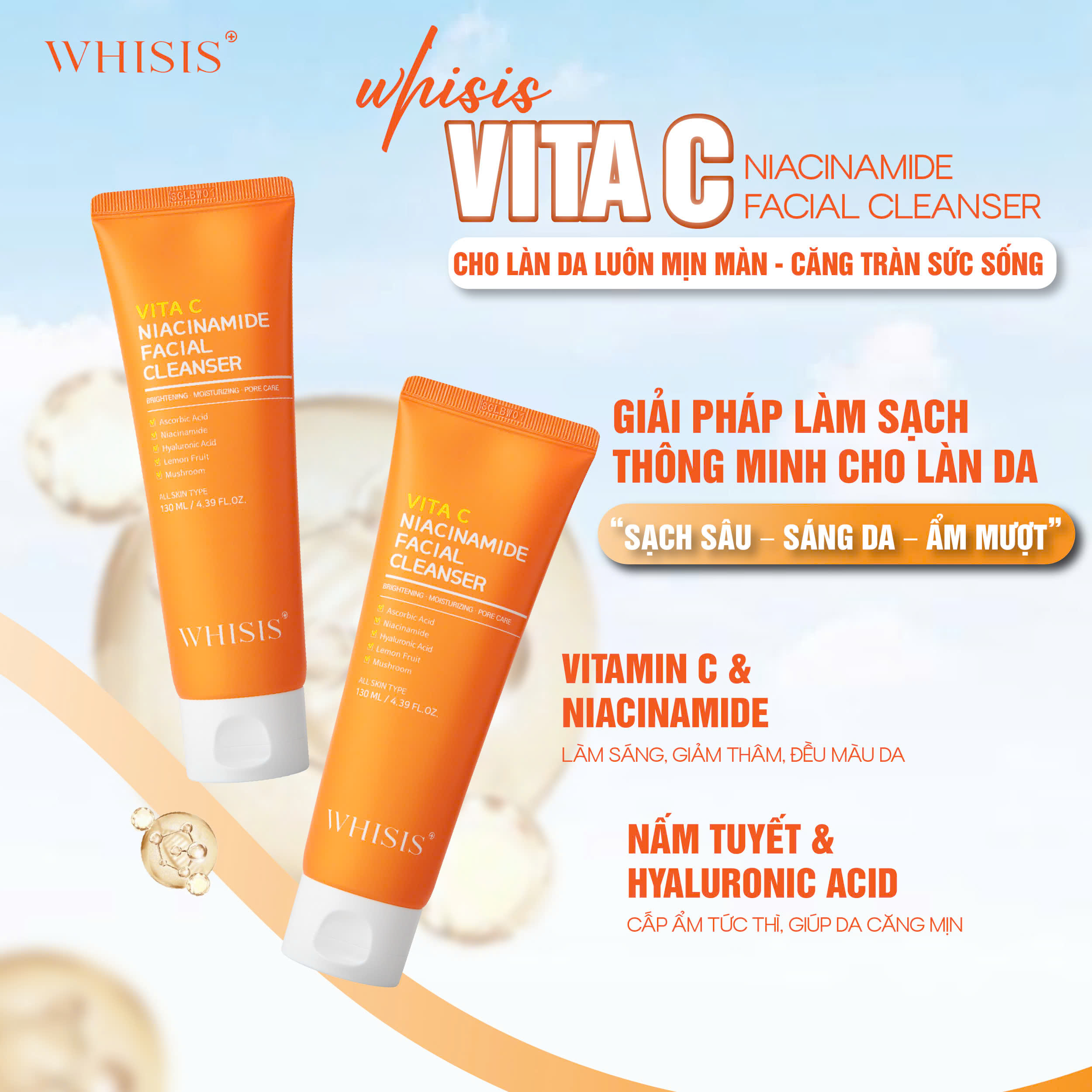 z7166358732274_85189ddf4ee797681c2afc6b5c06f039 Sữa Rửa Mặt Vitamin C Niacinamide WHISIS Facial Cleanser 130ml - Làm Sạch Nhẹ Nhàng, Dưỡng Da Sáng Mịn