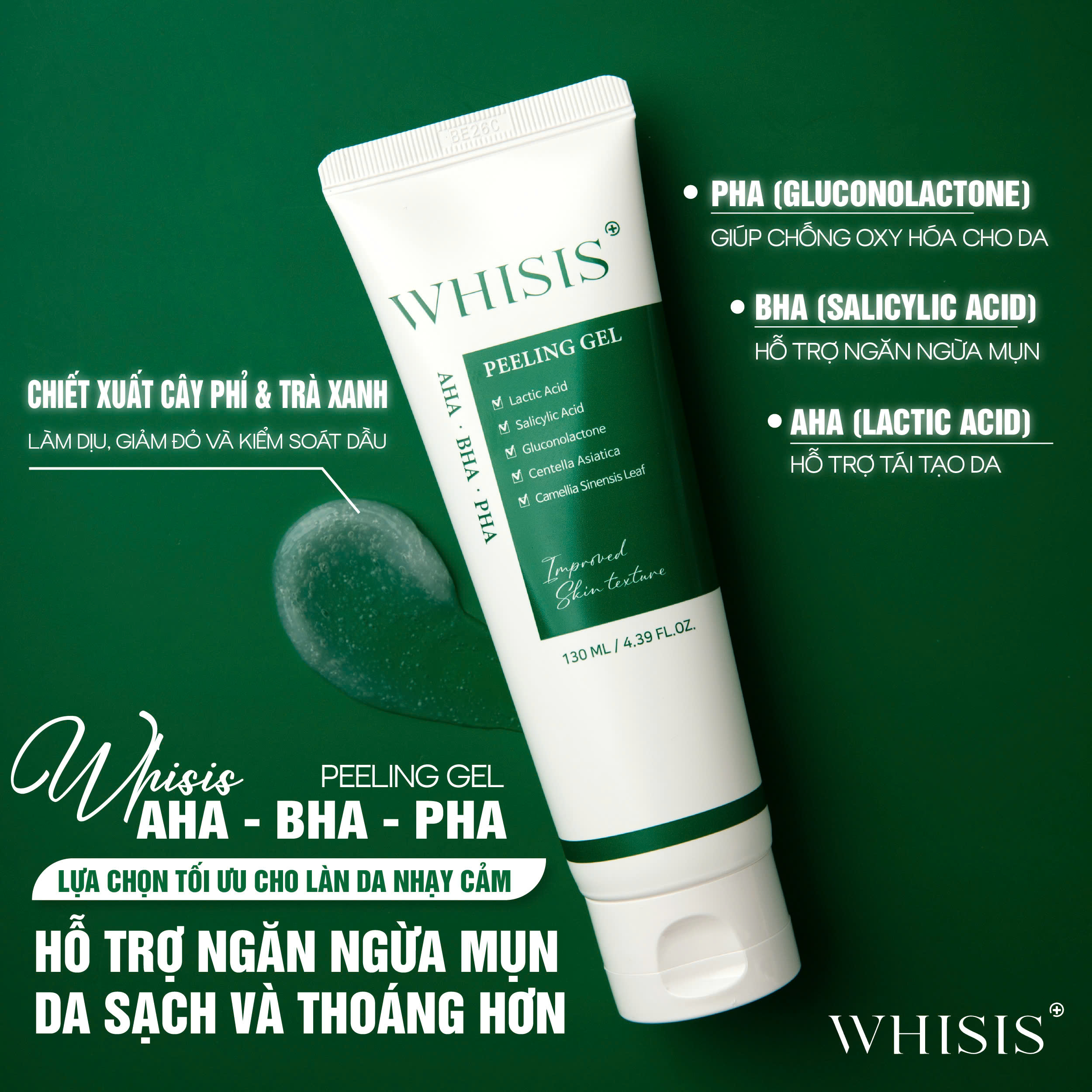 z7207310536851_213c9e8305b5af5b0da1a4bcd74e67cf Gel Tẩy Da Chết Ngừa Mụn, Se Khít Lỗ Chân Lông WHISIS AHA-BHA-PHA Peeling Gel 130ml