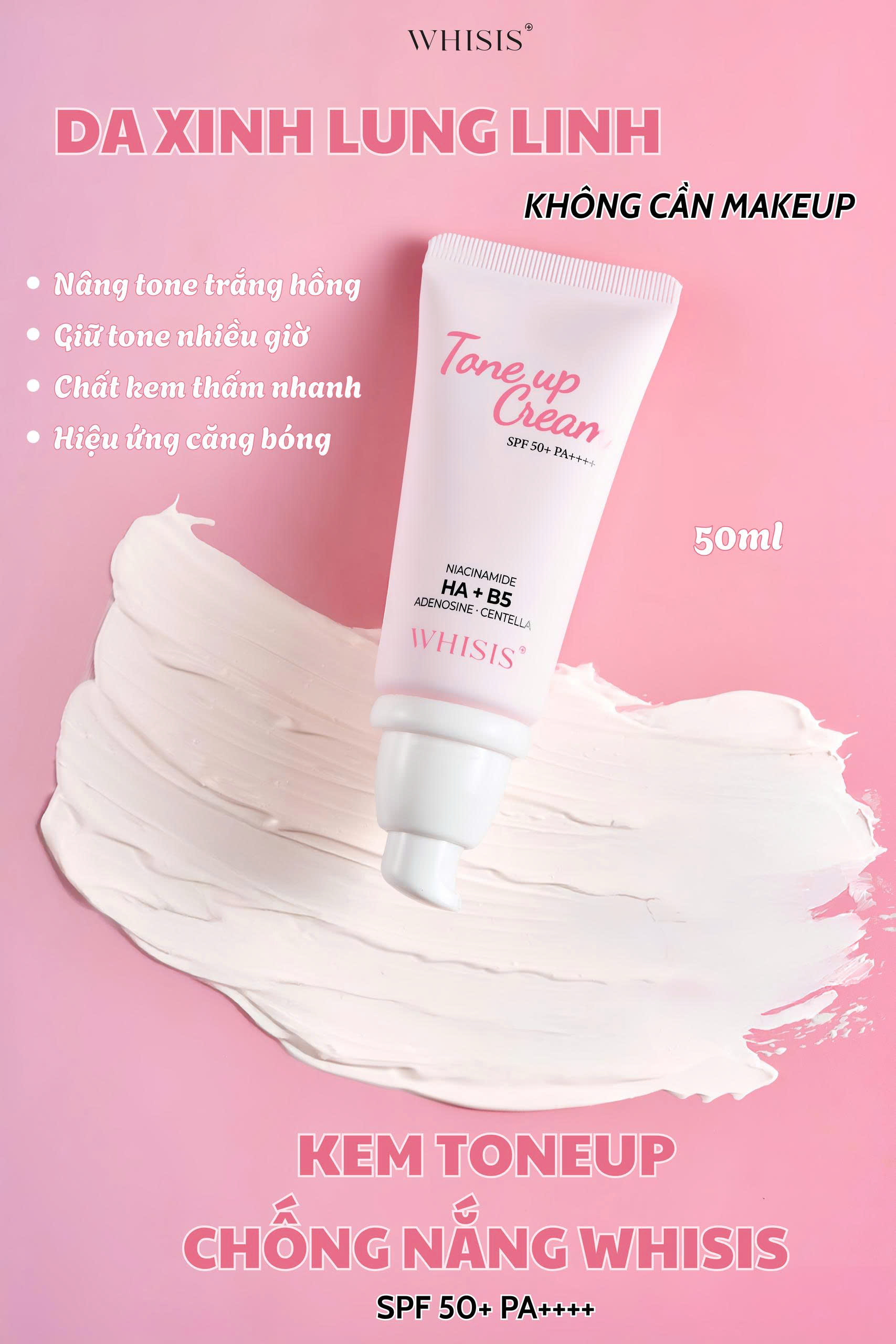 z7283588872665_81f799929d583404a0ecaac0b33e8de3 Kem Tone Up Chống Nắng HA+ B5 WHISIS Tone Up Cream SPF 50+ PA++++ 50ml